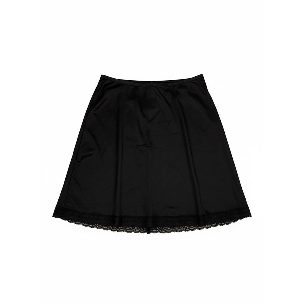 Vtg Black Lace Trimmed Pencil Sheer Slip Skirt Mini Length Sz S No Tags Dainty